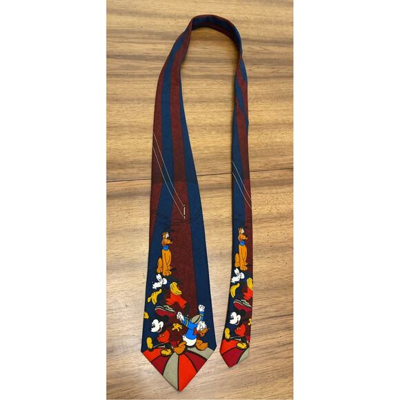 Vintage Disney Mickey Unlimited Mickey Mouse Goofy Pluto Donald Duck Trapeze Tie - Picture 1 of 3